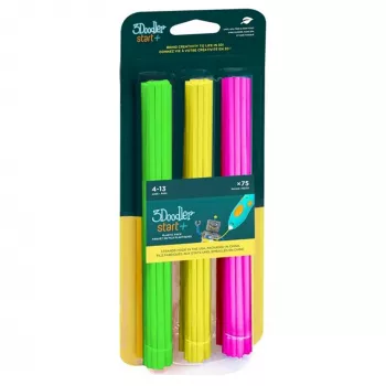 3Doodler composteerbare 3D-printfilament-set 75 stuks — groen, roze, geel, Neon-Glow, 65 °C smeltpunt