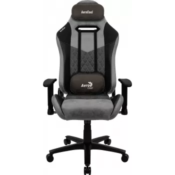 Gamestoel AEROCOOL DUKE AeroSuede zwart/grijs – 2D-armsteunen, vlindermechanisme, max. gebruikersgewicht 150 kg