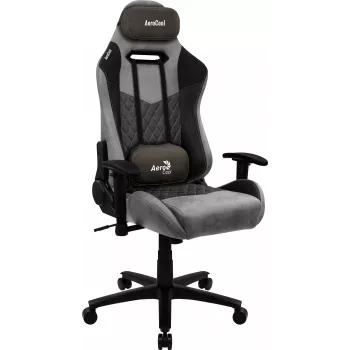 Gamestoel AEROCOOL DUKE AeroSuede zwart/grijs – 2D-armsteunen, vlindermechanisme, max. gebruikersgewicht 150 kg
