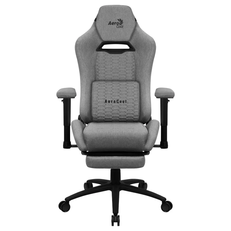 Aerocool ROYALASHGR premium ergonomische gamestoel met voetensteun Aeroweave Technology grijs