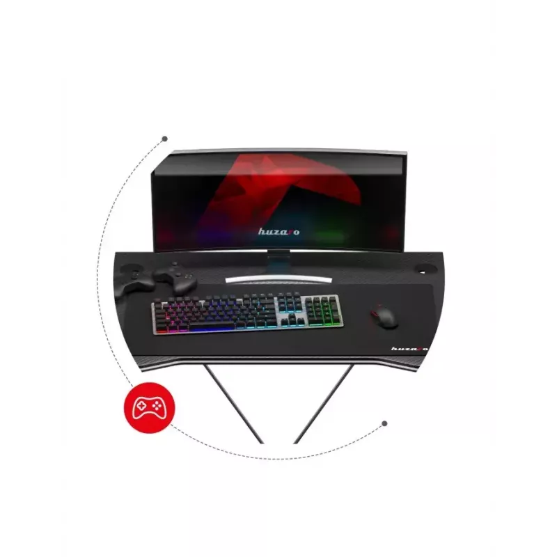 Gaming-bureau Huzaro Hero 1.4 zwart, recht rechthoekig MDF-blad 1000x500x750 mm