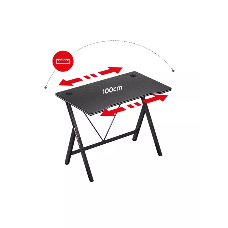 Gaming-bureau Huzaro Hero 1.4 zwart, recht rechthoekig MDF-blad 1000x500x750 mm