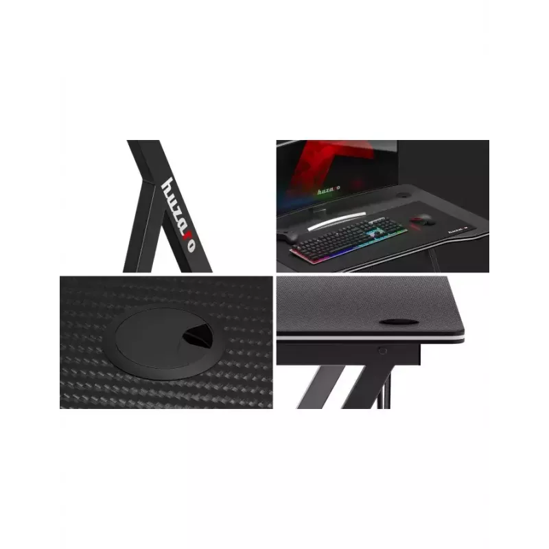 Gaming-bureau Huzaro Hero 1.4 zwart, recht rechthoekig MDF-blad 1000x500x750 mm
