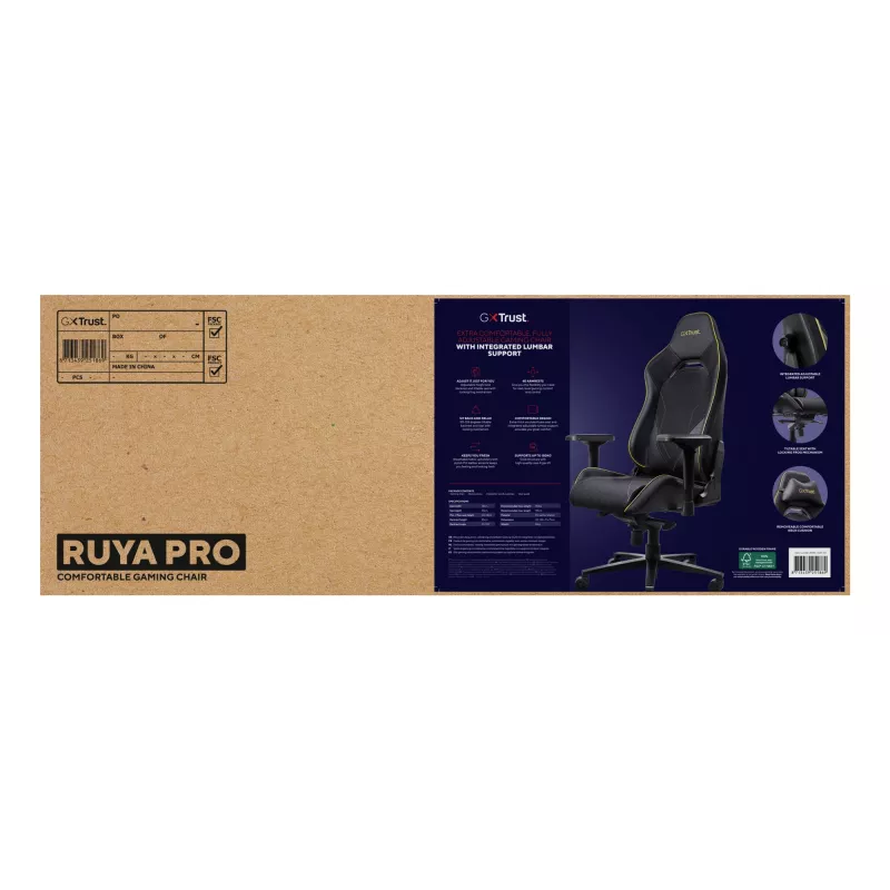 Trust GXT 721 Ruya Pro universele gaming-stoel, zwart