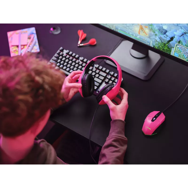 Trust GXT 415P Zirox headset bedrade hoofdband gaming roze