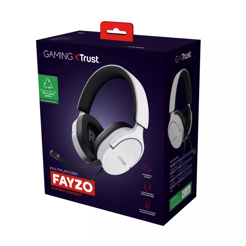 Trust GXT 489W FAYZO headset bedraad hoofdband gaming zwart, wit