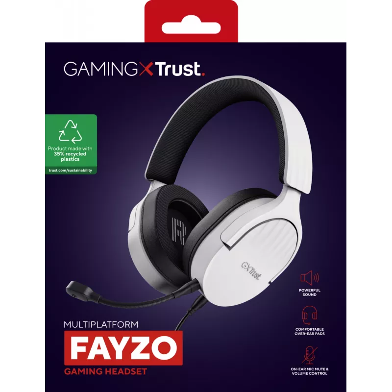 Trust GXT 489W FAYZO headset bedraad hoofdband gaming zwart, wit