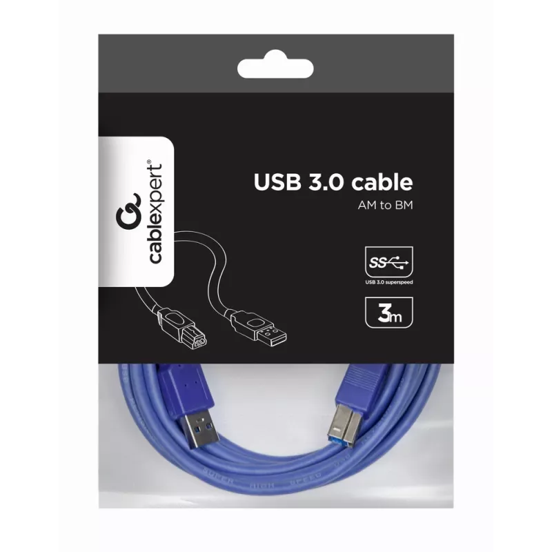 GEMBIRD USB 3.0-kabel A-stekker naar B-stekker 3 m – blauw