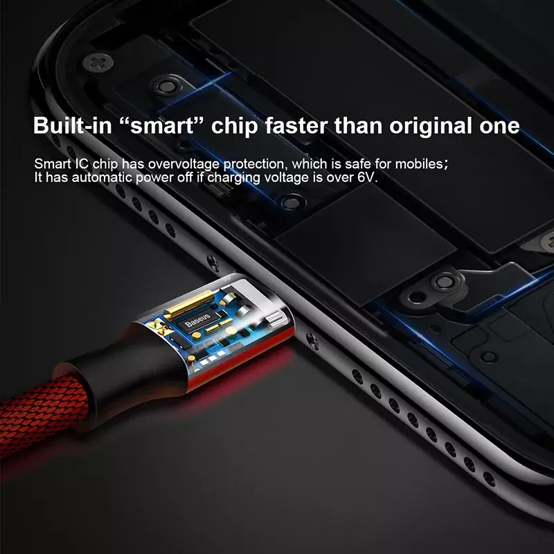 USB-A naar Lightning kabel Baseus Yiven 1,8 m, 2 A uitgang, rood, mantel van thermoplastisch elastomeer