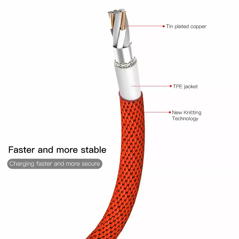 USB-A naar Lightning kabel Baseus Yiven 1,8 m, 2 A uitgang, rood, mantel van thermoplastisch elastomeer