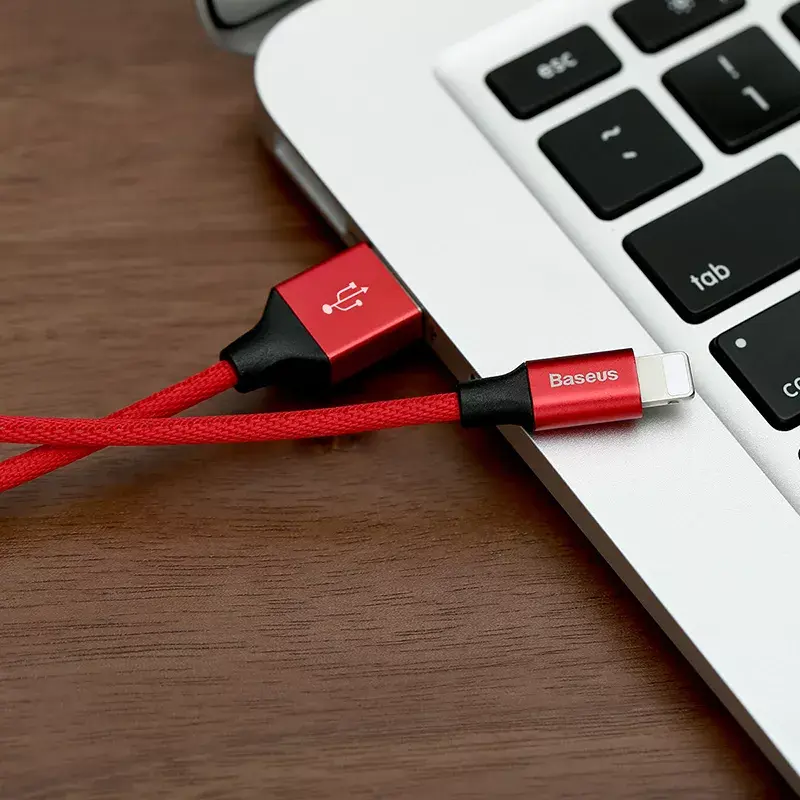 USB-A naar Lightning kabel Baseus Yiven 1,8 m, 2 A uitgang, rood, mantel van thermoplastisch elastomeer