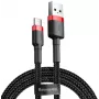 BASEUS Gevlochten Cafule-snelllaadkabel - USB Type-A naar Type-C 2A - 2 m - zwart (nylon)