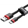 BASEUS Gevlochten Cafule-snelllaadkabel - USB Type-A naar Type-C 2A - 2 m - zwart (nylon)