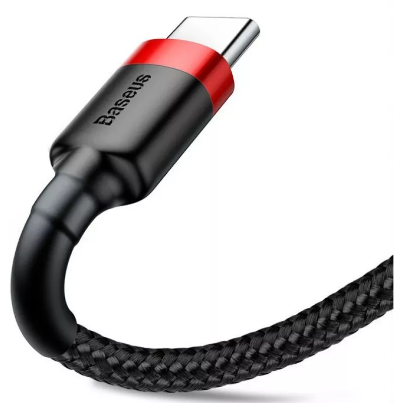 BASEUS Gevlochten Cafule-snelllaadkabel - USB Type-A naar Type-C 2A - 2 m - zwart (nylon)