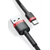 BASEUS Gevlochten Cafule-snelllaadkabel - USB Type-A naar Type-C 2A - 2 m - zwart (nylon)