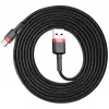 BASEUS Gevlochten Cafule-snelllaadkabel - USB Type-A naar Type-C 2A - 2 m - zwart (nylon)