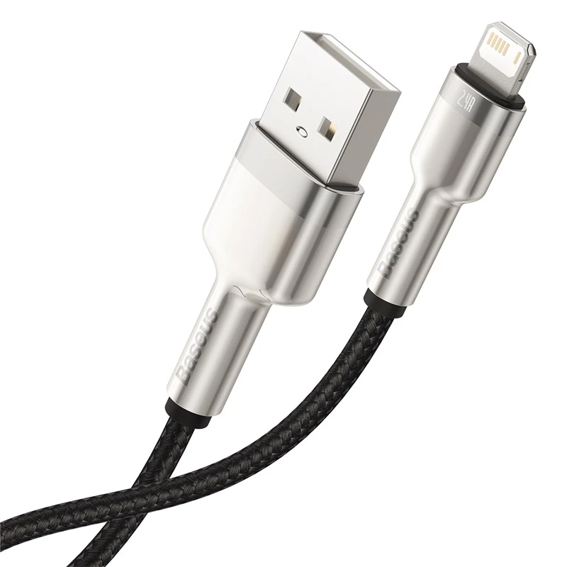 BASEUS Fast Charge Cafule datatransmissiekabel - USB Type-A naar Lightning - 480 Mbit/s (2,4 A PD) - 1 m - zwart