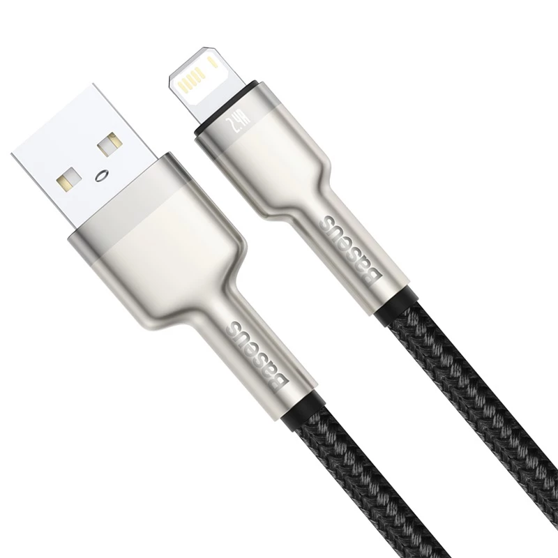 BASEUS Fast Charge Cafule datatransmissiekabel - USB Type-A naar Lightning - 480 Mbit/s (2,4 A PD) - 1 m - zwart