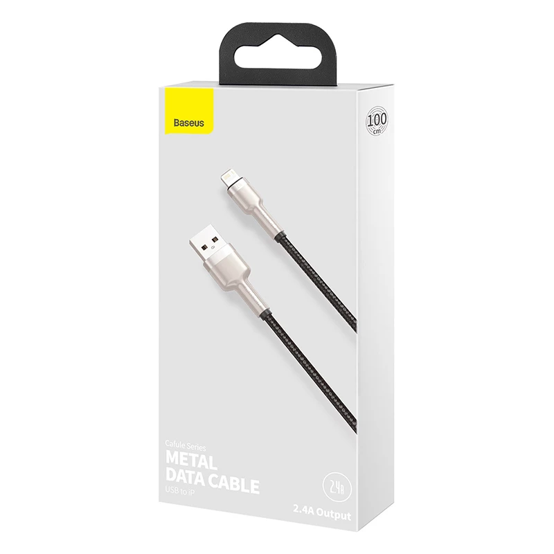 BASEUS Fast Charge Cafule datatransmissiekabel - USB Type-A naar Lightning - 480 Mbit/s (2,4 A PD) - 1 m - zwart