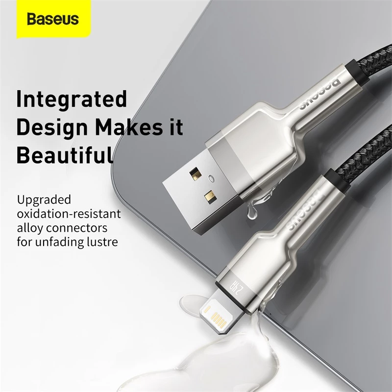 BASEUS Fast Charge Cafule datatransmissiekabel - USB Type-A naar Lightning - 480 Mbit/s (2,4 A PD) - 1 m - zwart