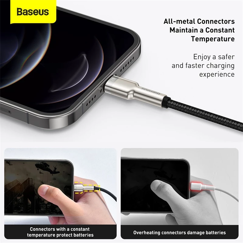 BASEUS Fast Charge Cafule datatransmissiekabel - USB Type-A naar Lightning - 480 Mbit/s (2,4 A PD) - 1 m - zwart