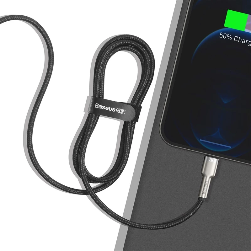 BASEUS Fast Charge Cafule datatransmissiekabel - USB Type-A naar Lightning - 480 Mbit/s (2,4 A PD) - 1 m - zwart