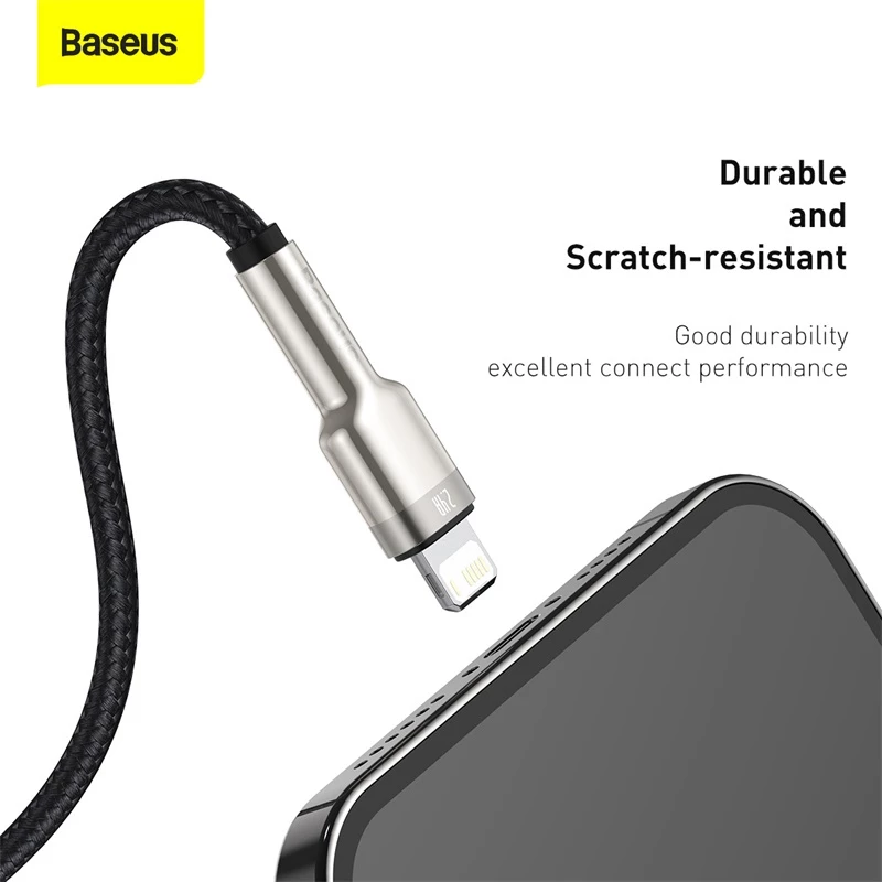 BASEUS Fast Charge Cafule datatransmissiekabel - USB Type-A naar Lightning - 480 Mbit/s (2,4 A PD) - 1 m - zwart
