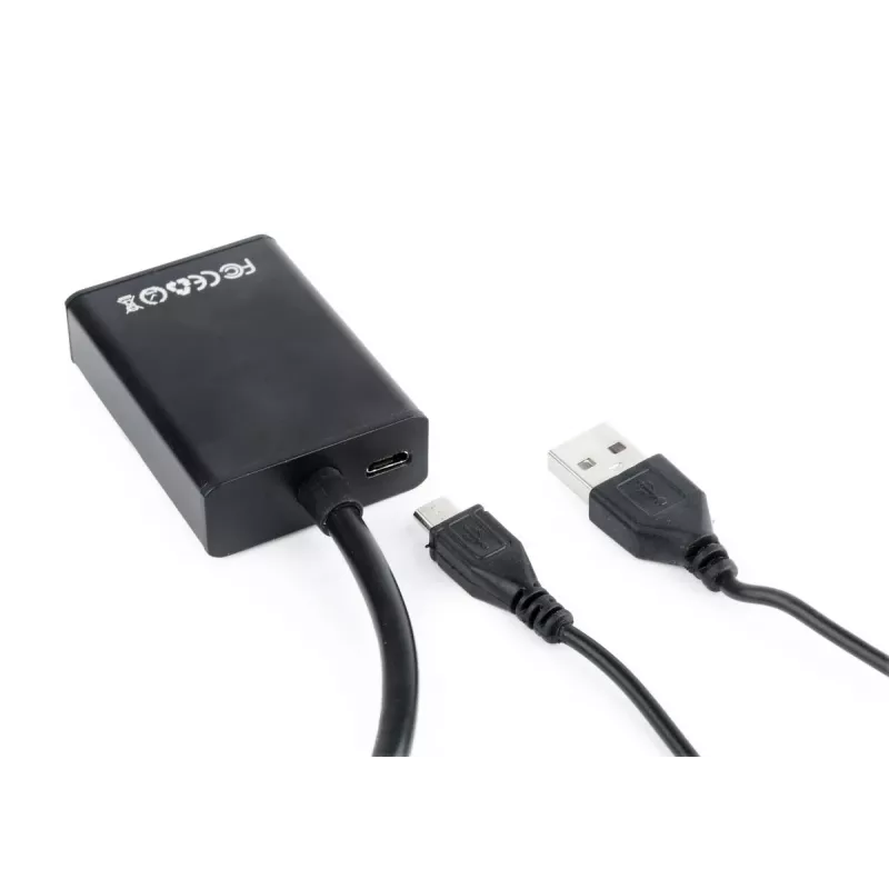 GEMBIRD VGA-naar-HDMI-adapterkabel, USB-gevoed 15cm - zwart