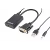 GEMBIRD VGA-naar-HDMI-adapterkabel, USB-gevoed 15cm - zwart