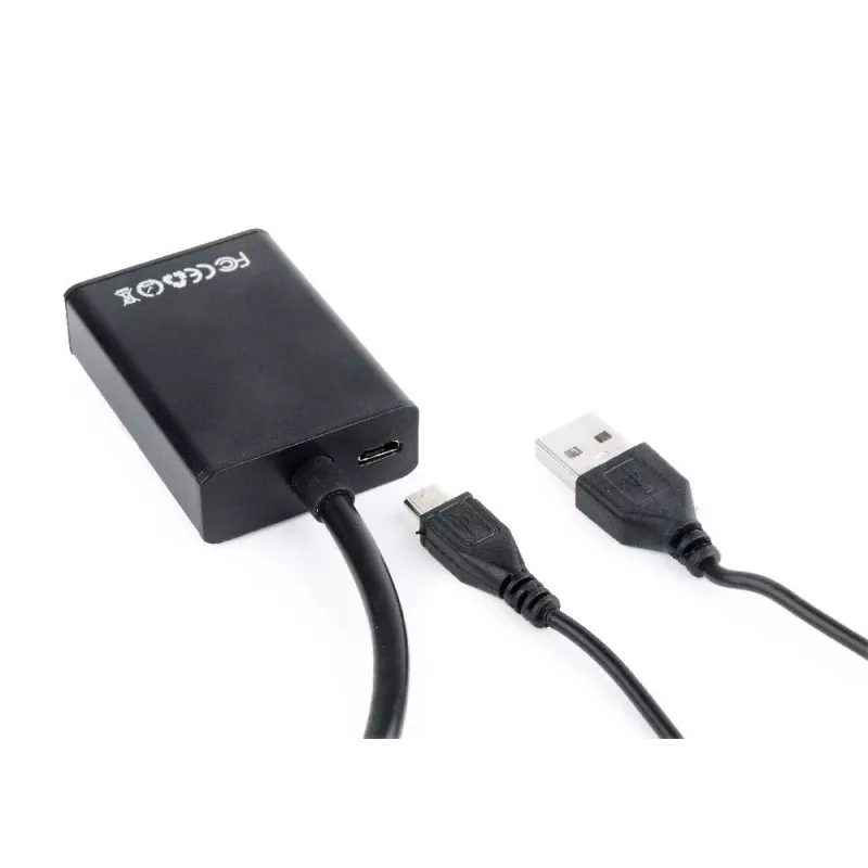 GEMBIRD VGA-naar-HDMI-adapterkabel, USB-gevoed 15cm - zwart