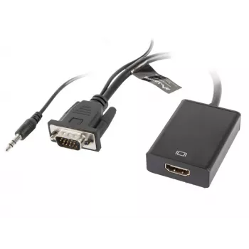 LANBERG videokabel adapter HDMI type A (standaard) VGA (D-Sub) 0,2 m zwart