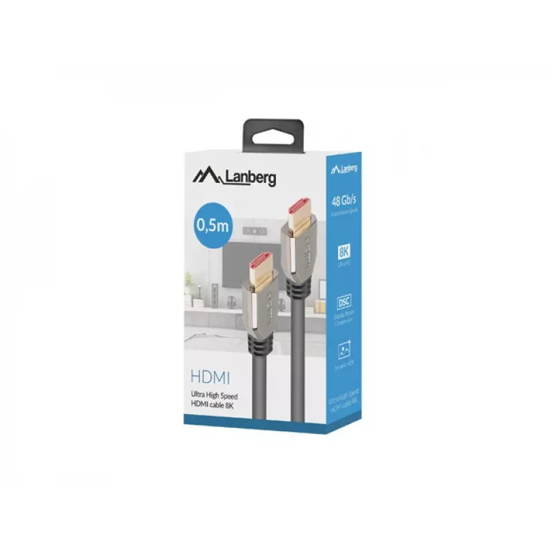 LANBERG HDMI-kabel – M/m v2.1 8k 60hz – 0,5 m zwart