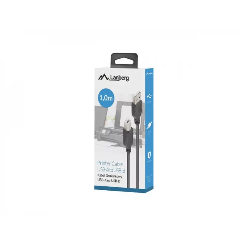 LANBERG USB-A(m)->USB-B(m) 2.0-kabel 1 m zwart ferriet, doos
