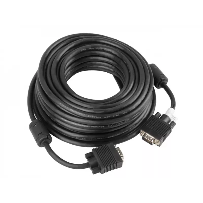 VGA-kabel LANBERG CA-VGAC-10CC-0150-B — 15 m, VGA (D-Sub) stekker-naar-stekker, zwart, ferrietkern