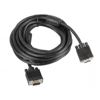 VGA-kabel LANBERG CA-VGAC-10CC-0050-B, 5 m, stekker-naar-stekker, PVC-mantel, ferrietkern, zwart