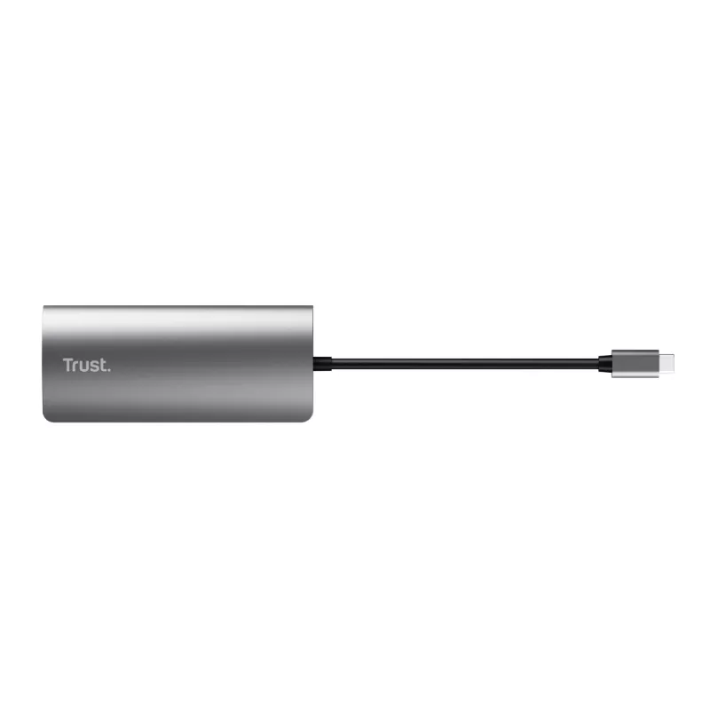 Trust Dalyx 23775 7-in-1 USB-C-multiportadapter, USB-C 3.2, HDMI, RJ-45 Gigabit Ethernet, SD/microSD-kaartlezer, zilver