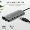 Trust Dalyx 23775 7-in-1 USB-C-multiportadapter, USB-C 3.2, HDMI, RJ-45 Gigabit Ethernet, SD/microSD-kaartlezer, zilver