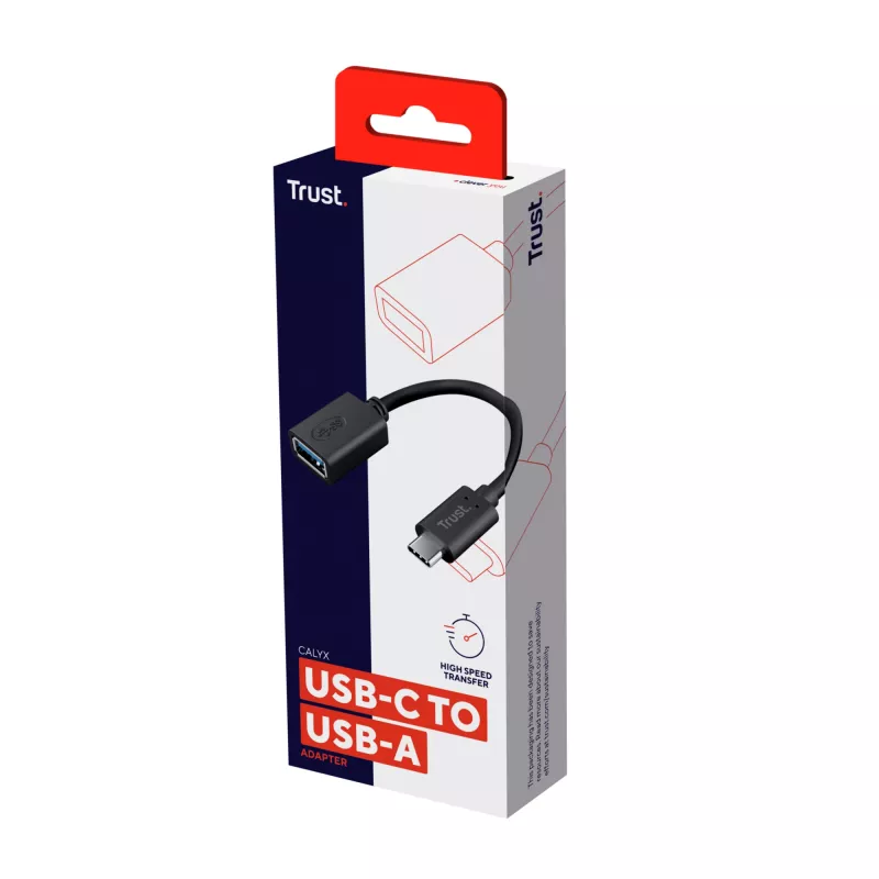 Trust Calyx 20967 USB-C (male) naar USB-A (female) adapter, USB 3.1 Gen 1, zwart