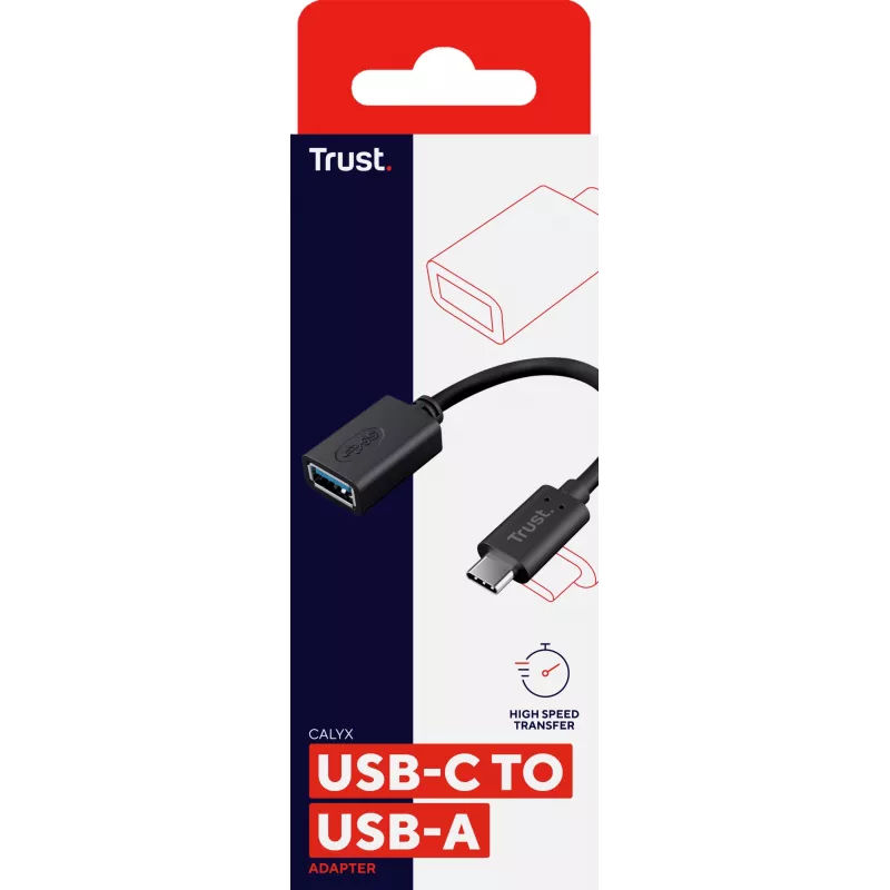 Trust Calyx 20967 USB-C (male) naar USB-A (female) adapter, USB 3.1 Gen 1, zwart