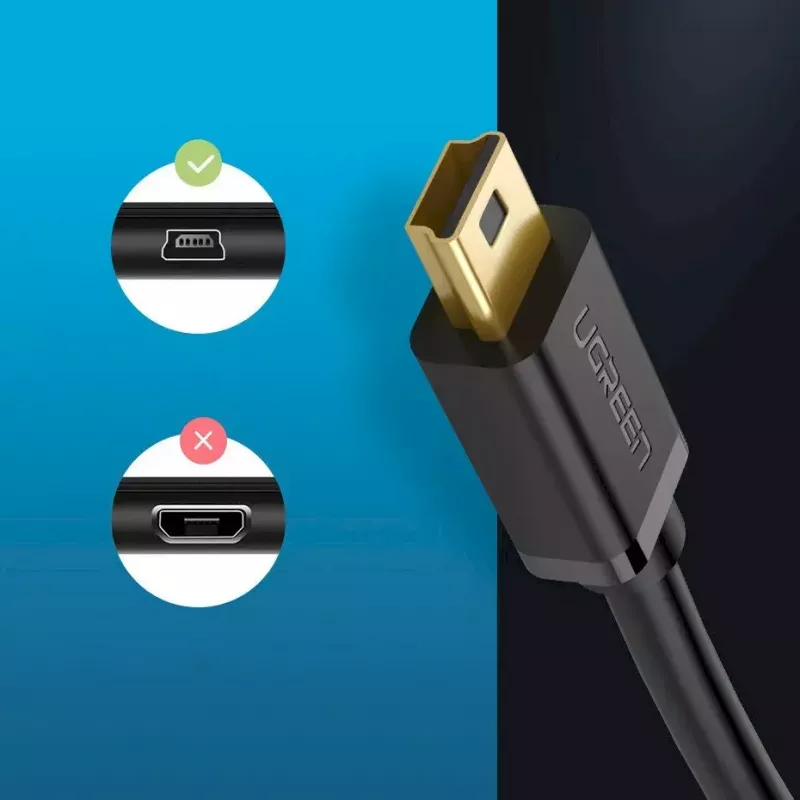 USB-kabel UGREEN 10385 Mini-USB 480 Mbit/s 1,5 m zwart, snel laden