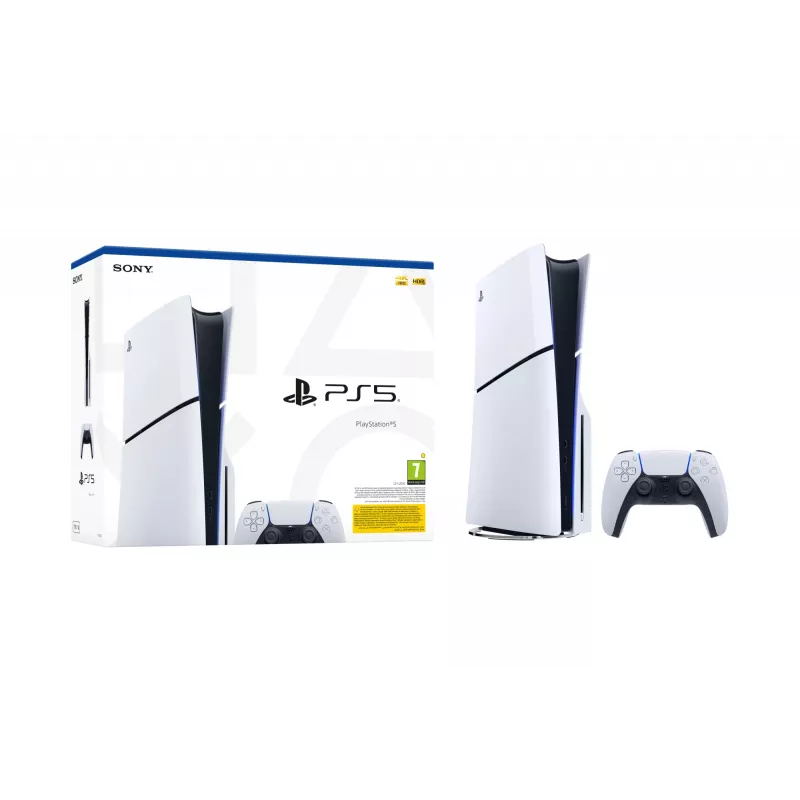 Sony PlayStation 5 (modelgroep - Slim), PlayStation 5, zwart, wit, 16384 MB, GDDR6, 448 GB/s, AMD