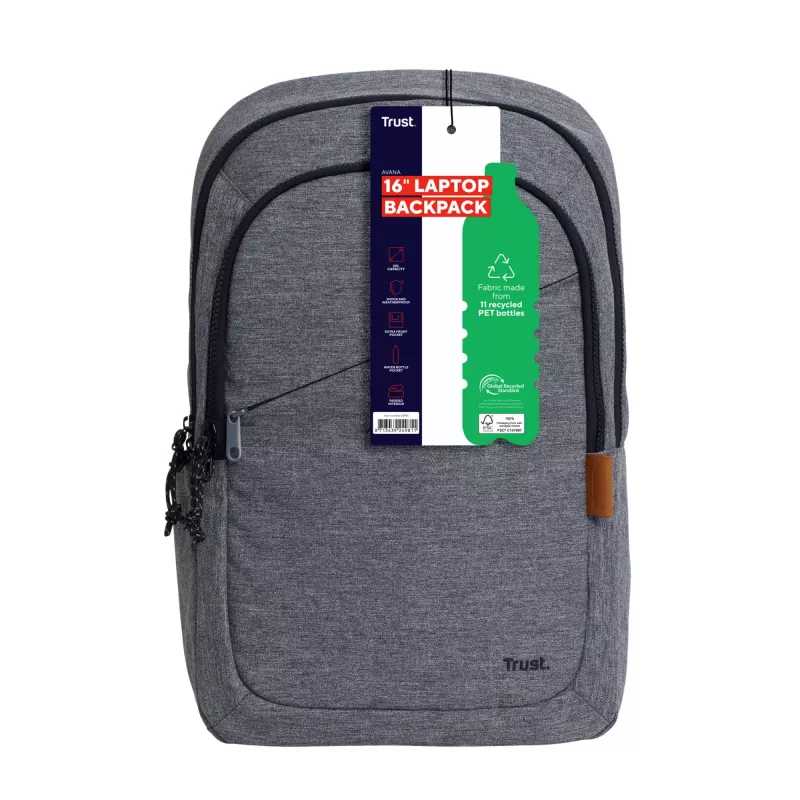 Rugzak Trust Avana 40,6 cm 16 inch grijs 3 vakken