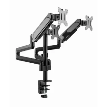 Monitorsteun GEMBIRD MA-DA3-01 3-arm tafelklem/tafeldoorvoer voor maximaal 3×27 inch, VESA 75/100, gasveer, zwart
