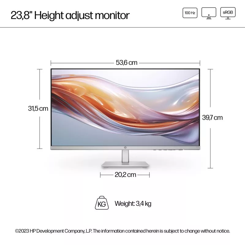 HP desktopmonitor - Series 5 524sh - 24in - 1920x1080 (FHD) - IPS - in hoogte verstelbaar