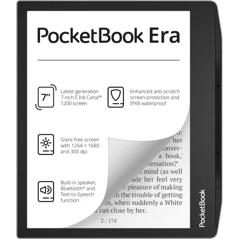 E-bookreader PocketBook 700 Era — 7 inch E Ink Carta touchscreen, 16 GB, achtergrondverlichting, Bluetooth, waterbestendig