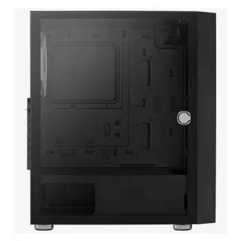 PC midi tower behuizing AEROCOOL Graphite‑G‑BK‑v2 — zwart, ATX/Micro‑ATX/Mini‑ITX, voor 2×140 mm + achter 1×140 mm
