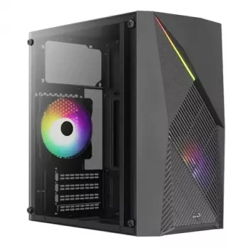 PC-behuizing AEROCOOL Raider Mini G V3 Mini-ITX / microATX, zwart, zijvenster, groene LED, max. GPU 285 mm, CPU-koeler 159 mm