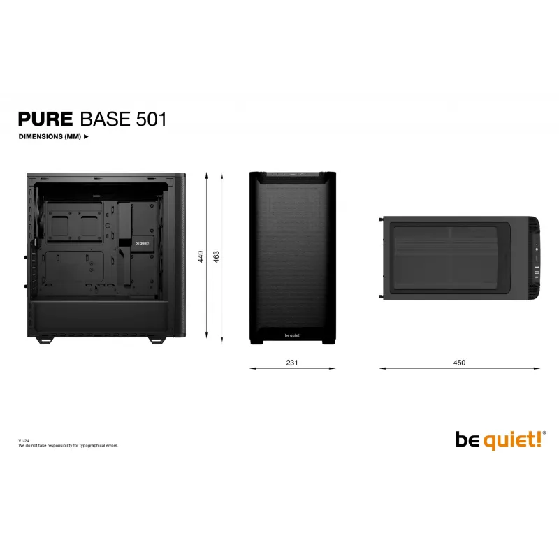 PC-behuizing be quiet! PURE BASE 501 Airflow midi tower zwart