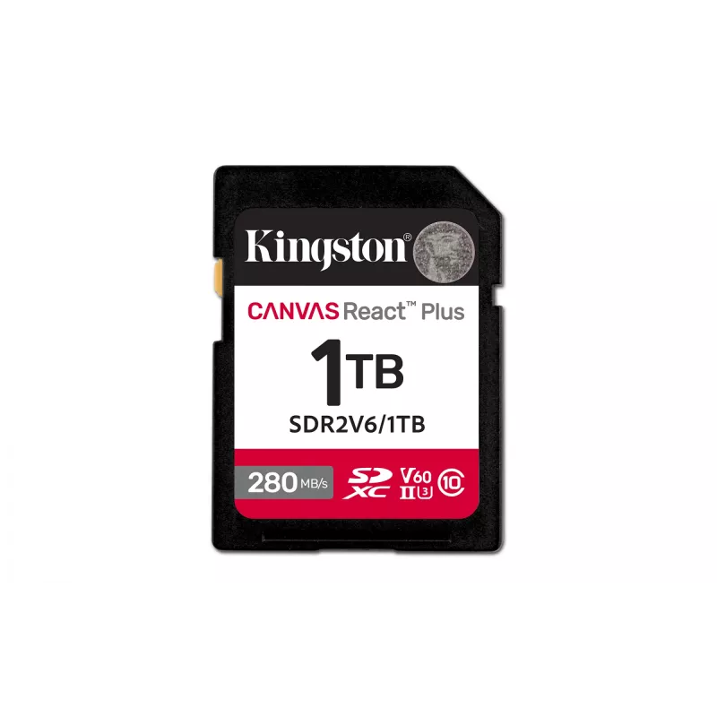 Kingston Technology 1TB Canvas React Plus SDXC UHS-II 280R/150W U3 V60 voor Full HD/4K