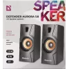 Bekabelde desktopluidspreker DEFENDER Aurora S8 — 2.0, 8 W RMS, USB-voeding, 3,5 mm, zwart